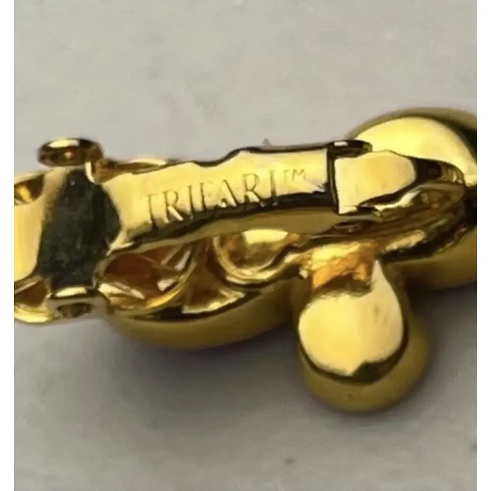 Trifari Clip On Earrings Lot Jelly Cabochon Door Knockers Starburst Gold Tone